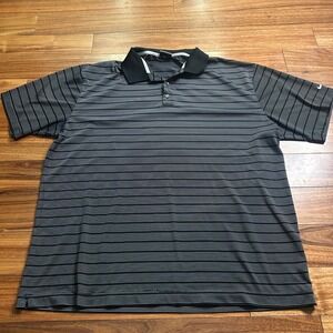 Nike Golf Polo Shirt‎ Striped Dri-FIT Athletic Training Black Mens Size XL